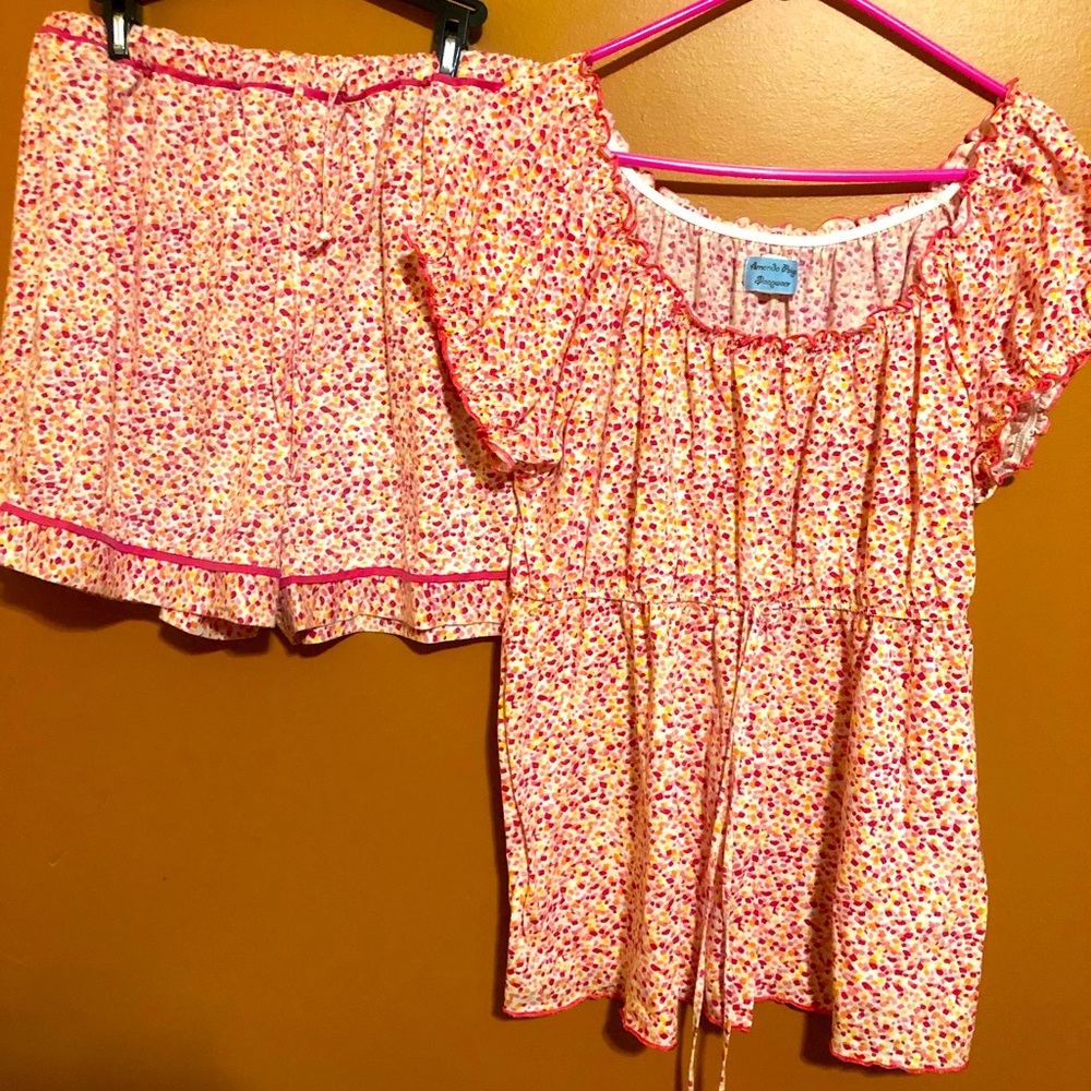 Amanda Page womens summer plus size 3x summer pajamas. 2 pc top and bottoms.